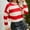Red, variant on Women's Fashion Striped Color Block Knit Sweaters Casual Pullover Long Sleeve Crew Neck Cropped Sweater Tops S-XXL
