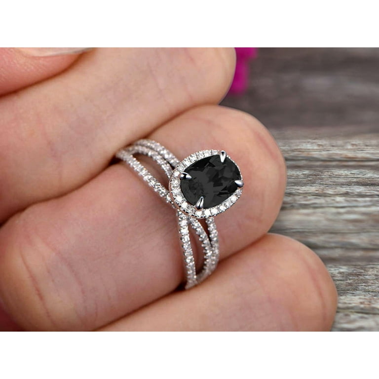 Oval cut black clearance diamond engagement ring