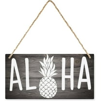 Hanging Wood Sign Aloha Pineapple Wall Decor For Living Room Bedroom, Rustic Wooden Farmhouse Wall Art Decor 12X 6 Inch