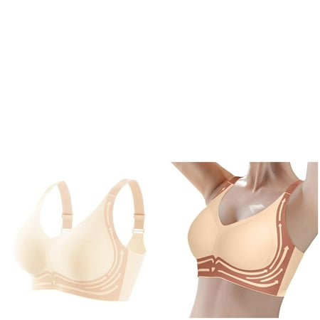 Wijhcboe 2 Pack Women s Bras Pack for Women Comfortable And Sexy Transparent One Shoulder Bras for Women Shoulder Strap Cordless Backless Spongeless With Convertible Shoulder Sports Bra for Women Wo