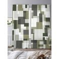 thumbnail image 3 of Retro Splicing Modern Art Sheer Curtains 108 Inches Long 2 Panels Green Gray Watercolor Light Filtering Semi Sheer Window Curtains Drapes for Bedroom Living Room 52"x108", 3 of 7