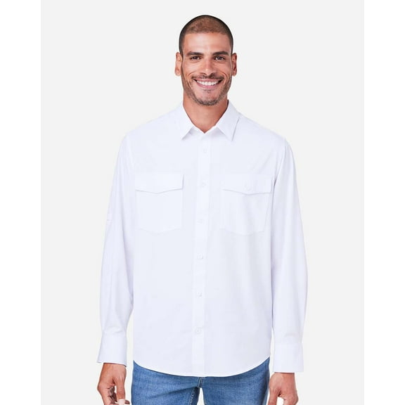 CORE365 CE510L Men's Ultra UVP Marina Shirt-White-4XL