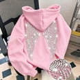 thumbnail image 4 of Grblisyd Sequin Angel Wings Hoodie Girls Trendy Long Sleeve Sweatshirt Loose Sweat Shirt with Pocket, 4 of 5