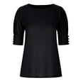 thumbnail image 3 of TIHLMK Shirts for Women Black Women Fashion Solid Colour Casual Round Neck Short Sleeve Loose T-Shirt Blouse Tops Gift for Womens Tops, 3 of 8