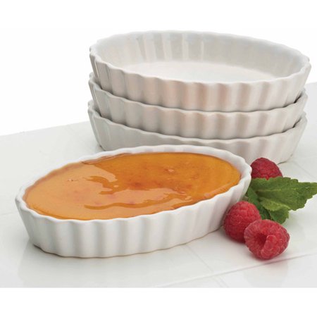 BonJour 4-oz Creme Brulee Ramekins, Set of 4, Oval Shaped, White