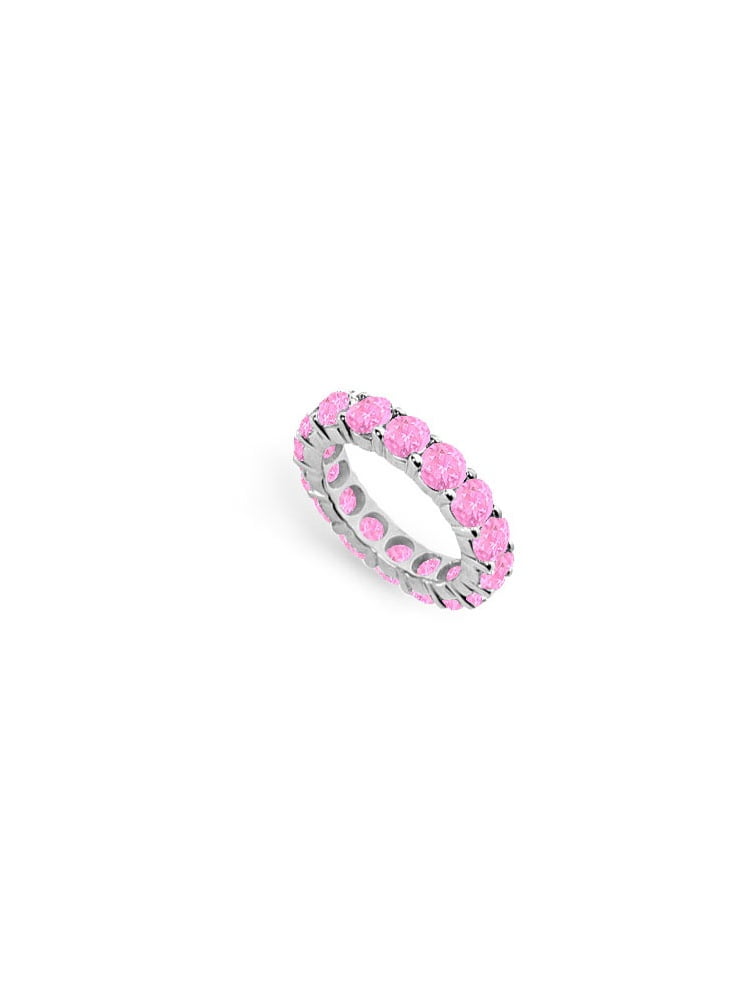 Created Pink Sapphire Eternity Ring Stackable Band Sterling Silver. 10ct.tw. by Love Bright