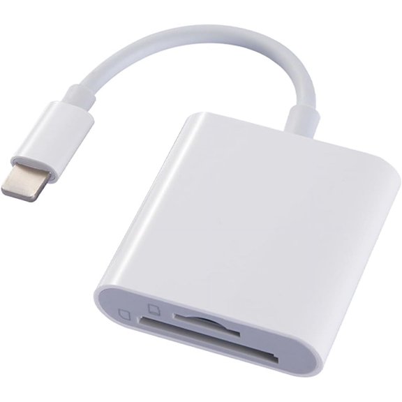 SkyAuks Dual SD Card Reader for iPhone iPad Camera, Photography Memory TF Card Adapter, Plug and Play, No App Required, White