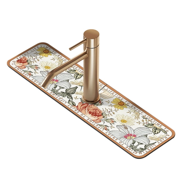 Alfombrillas para grifos de cocina domésticas Alfombrillas absorbentes de material diatomita suave Alfombrillas para lavabos de baño Alfombrillas con motivos florales y pájaros Dibujos coloridos