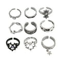 thumbnail image 4 of 9pcs Stylish Gothic Rings Set for Men and Women Thorn Silver Collection with Unique Heart Snake and Skull Designs, 4 of 9