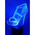 thumbnail image 4 of Lámpara de ilusión LED de luz nocturna 3d de tacón alto, Loveboat 7 luces que cambian de color con base acrílica plana y Abs y cargador USB como decoración del hogar Feliz Sencillez, 4 of 5