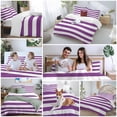 thumbnail image 6 of Purple Stripes Bedding 3 Piece Duvet Cover Set Full Size, Simple Purple White Texture Soft Microfiber Comforter Cover with Zipper Closure & Pillowcases, Wrinkle & FadeResistant Quilt Cover, 6 of 9