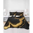thumbnail image 3 of Marble Black Twin Size Down Alternative Comforter, Lightweight Comforter Quilt Bedding Set with Pillow Shams Vintage Gold Art Abstract Farmhouse All Seasons Bed Comforter Duvet Insert 68"x86", 3 of 7