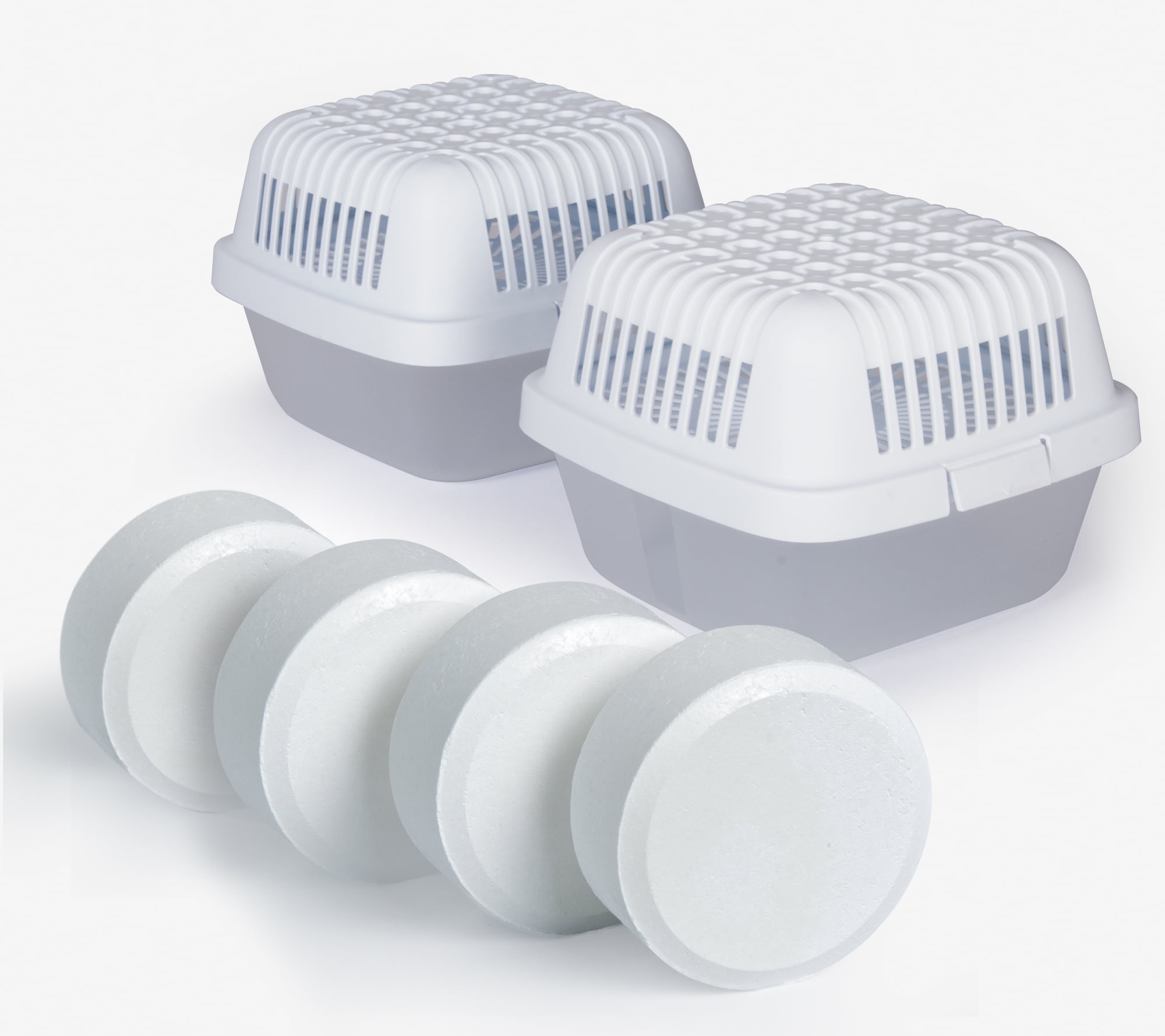 Humydry Moisture Absorber Dehumidifier for Home, Smart Pack of 2 Dehumidifiers of 15.9oz with 4 Refills, No Electricity, Reusable Moisture Absorbers for Bedroom, Kitchen, Safes, RV, Boat, Basements