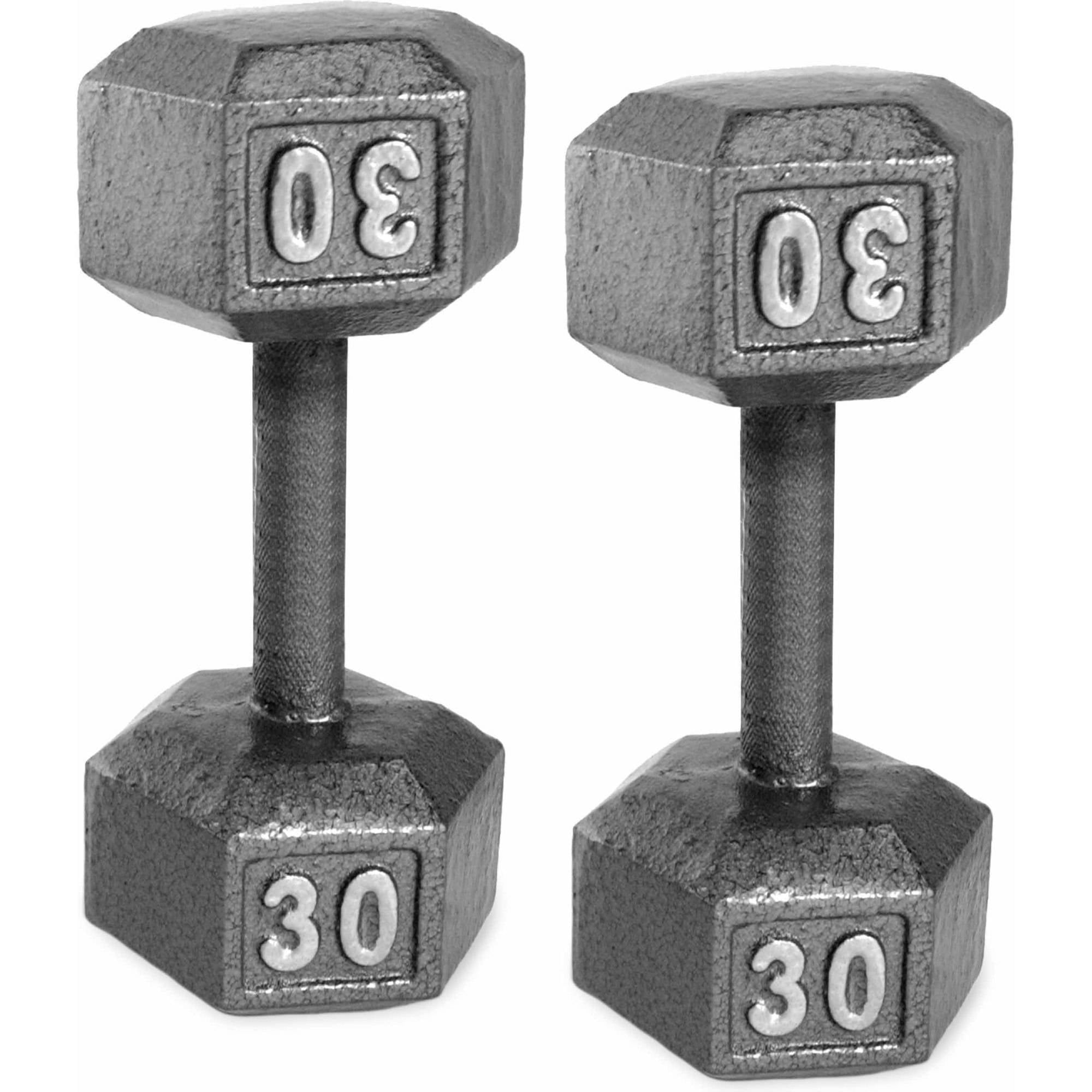 From CAP BARBELL 60 lb TOTAL ERGO Contour Handle 30 lb Cast Iron Dumbbell Pair 