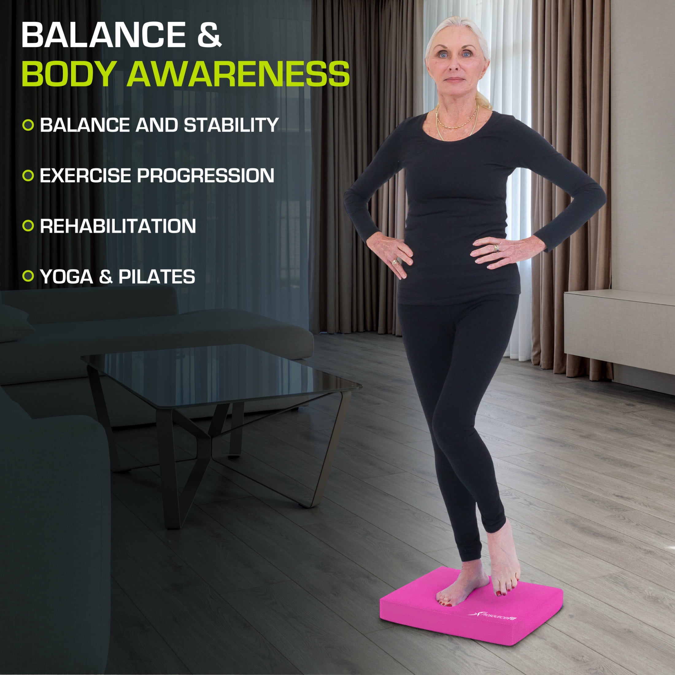 ProsourceFit Exercise Balance Pad made with Non-Slip Cushioned Foam for Fitness & Knee Support 15.5"x12.75"
