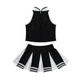 thumbnail image 4 of Aislor Girls Cheerleading Uniform Stage Suit Sleeveless Crop Top with Pleated Skirt Set Costume Black 8, 4 of 7