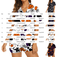 thumbnail image 3 of CQXIDFH Halloween Button Down Pajamas for Women Spooky Ghost Pumpkin Black Cat Print Short Sleeve Pj Set Soft Holiday Sleepwear Cute Two Piece Nightwear, 3 of 6