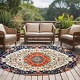 thumbnail image 4 of Orange Blue Boho Round Area Rug 7 FT, Non Slip Living Room Area Carpet, Vintage Ethnic Geometric Abstract Washable Soft Circular Rug Non-Shedding Floor Carpet for Bedside Office Play Room Classroom, 4 of 9