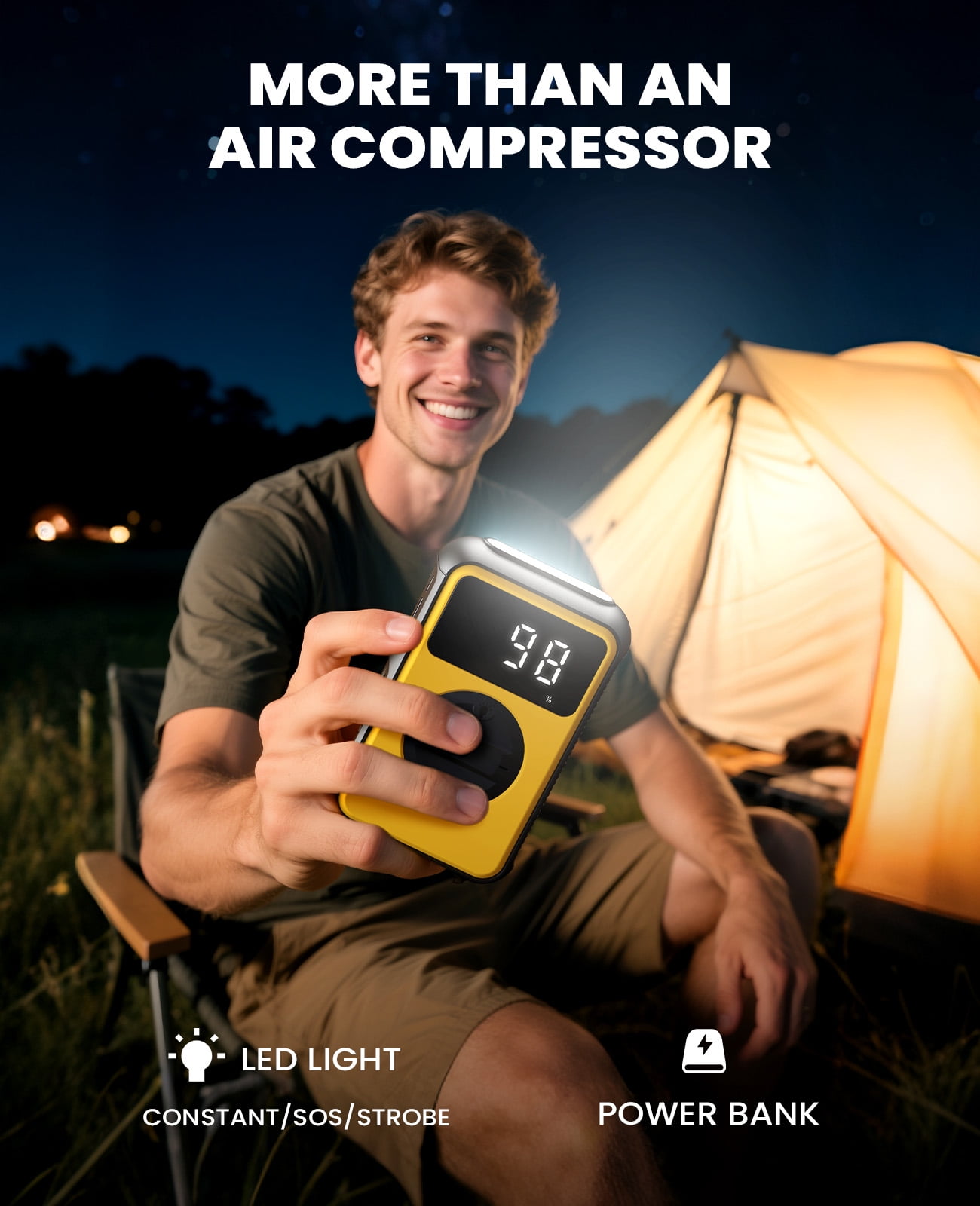 OSAIV 150PSI Tire Inflator & Air Compressor - Dual Mode (150PSI High Pressure / 4.0kPa Volume) for Car Tires, Bikes, Air Mattress, Inflatables - Fast Inflation Portable Pump