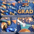 thumbnail image 4 of Gold Grad Cap Graduation Banner Colorful Balloons Graduation Backdrop Blue Background Glittery Design Academic Background for Graduation Party College Graduation Graduation Photoshoot, 4 of 9