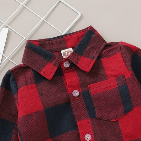 

Cathalem Baby Boy Summer Clothes 18-24 Months Baby Boys Girls Plaid Long Sleeve Shirt Bodysuit Baby Jumper Romper Childrenscostume Red 6-12 Months