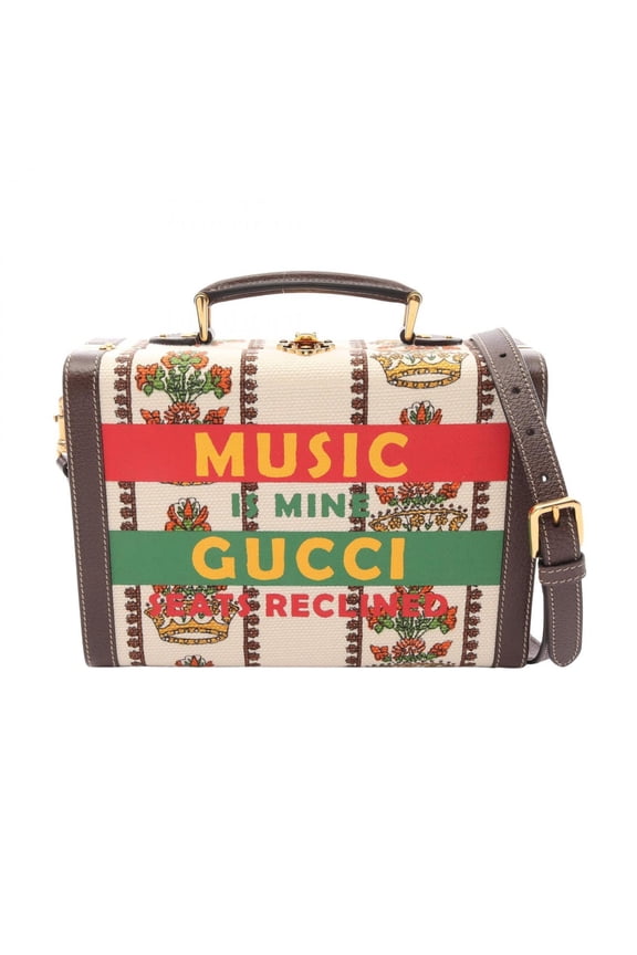 Pre-Owned Gucci MUSIC IS MINE Beauty Case 100th Anniversary 2-Way Handbag, Canvas and Leather,...