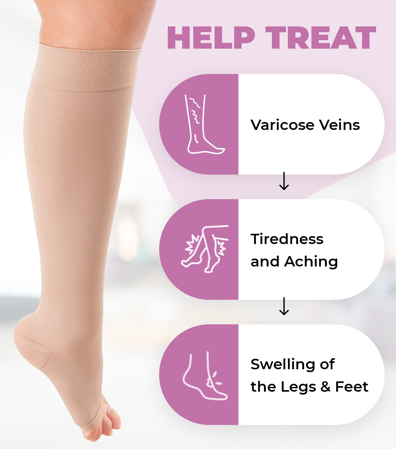 ITA-MED Unisex Microfiber Open Toe Knee High Graduated Compression Stockings (25-35mmHg): H-304(O)
