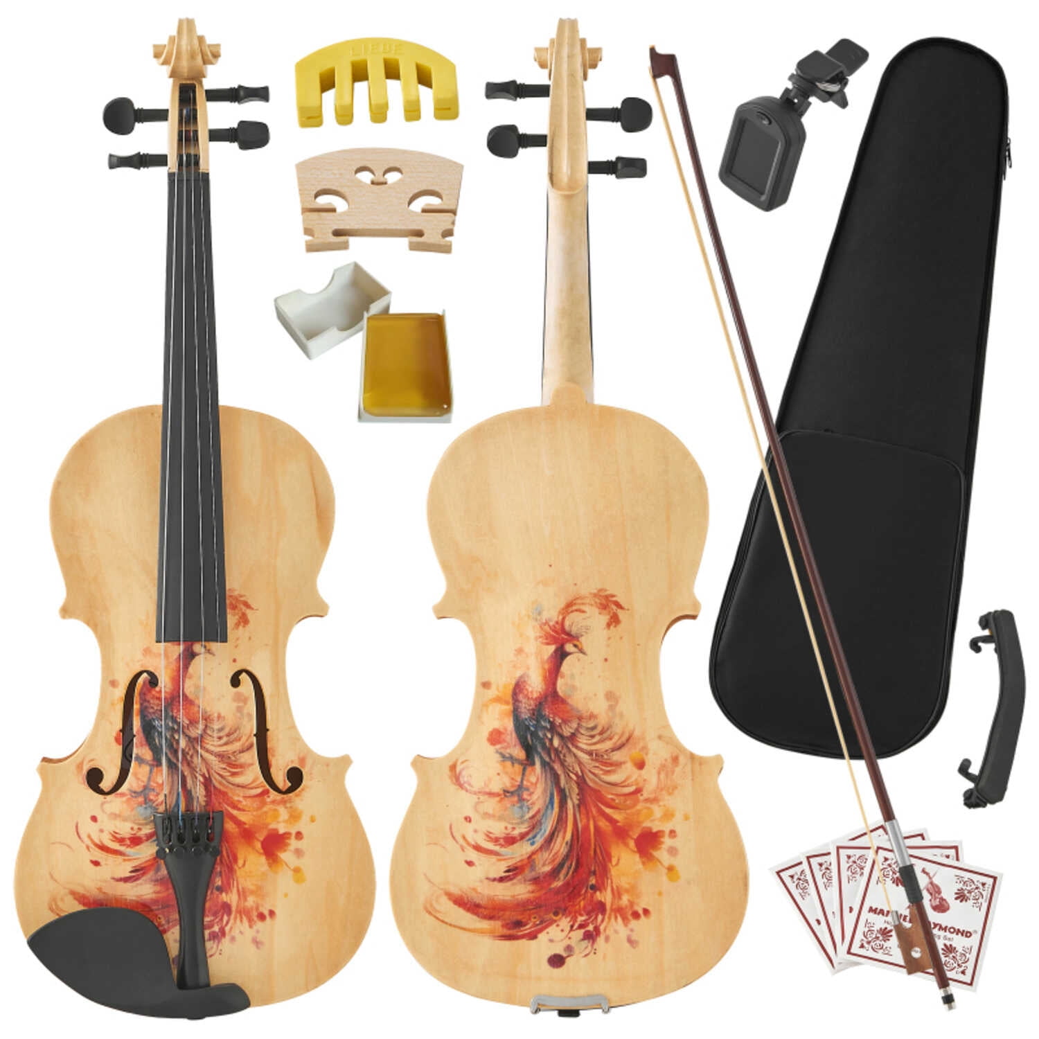 4/4 Full-Size Violin - Professional Sound Durable Tonewood Complete Accessories Unique Gift for Musicians Wood + Wood_1