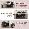 thumbnail image 4 of Kitchen Island with Extendable & Rotating Table, MDF with Walnut Veneer Retro Design, 4 Drawers & Glass Door Cabinets with Built-in Socket, Expandable Dining Station for 2-4 Person, 4 of 26
