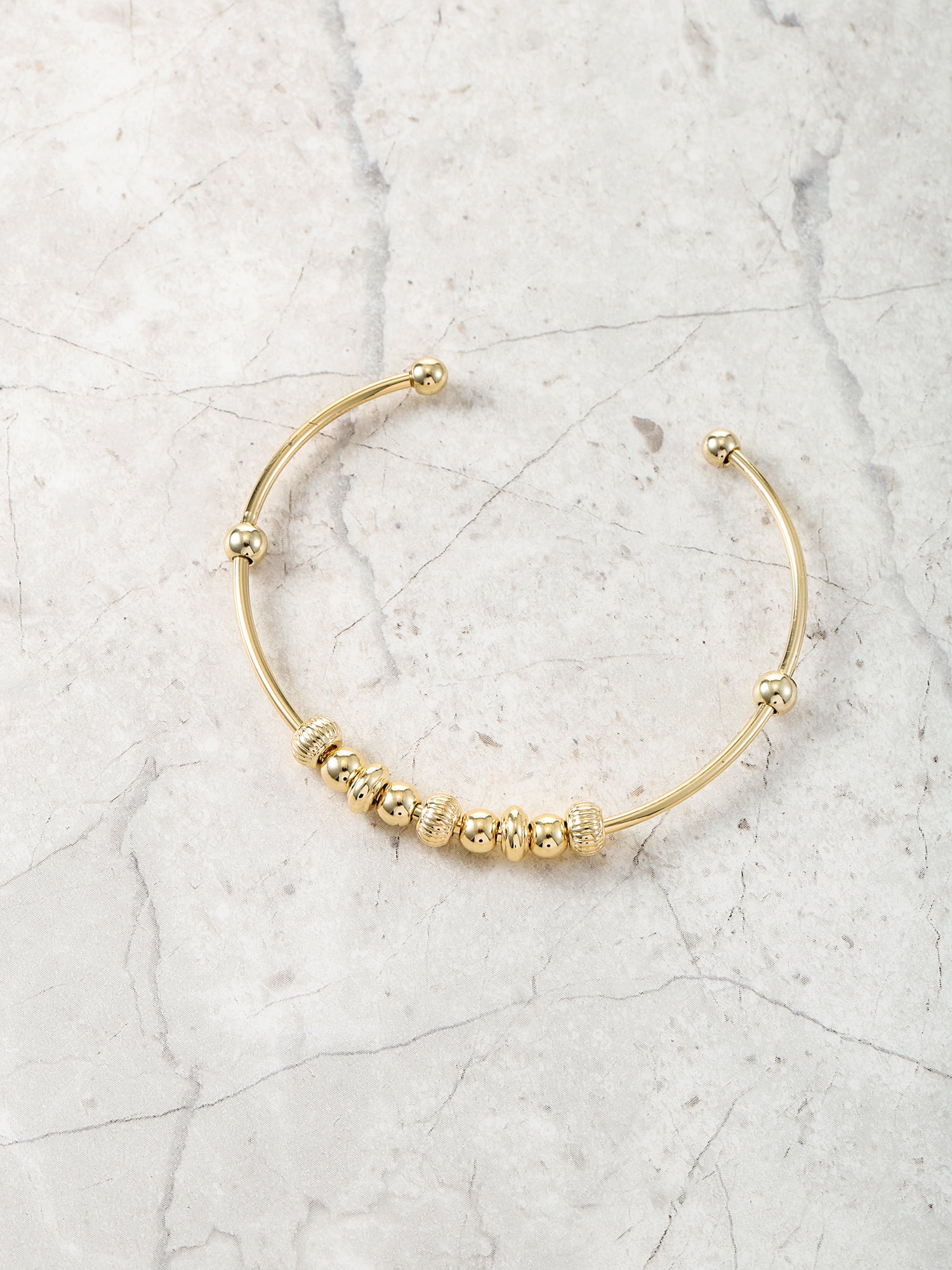 Believe by Brilliance 14KT Gold Flash Plated, Beaded Meditation Bracelet, Fidget Spin Feature, 1 Piece