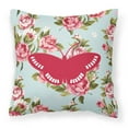 thumbnail image 2 of Carolines Treasures Butterfly Shabby Chic Blue Roses Canvas Fabric Decorative Pillow BB1031 18H x18W multicolor, 2 of 2