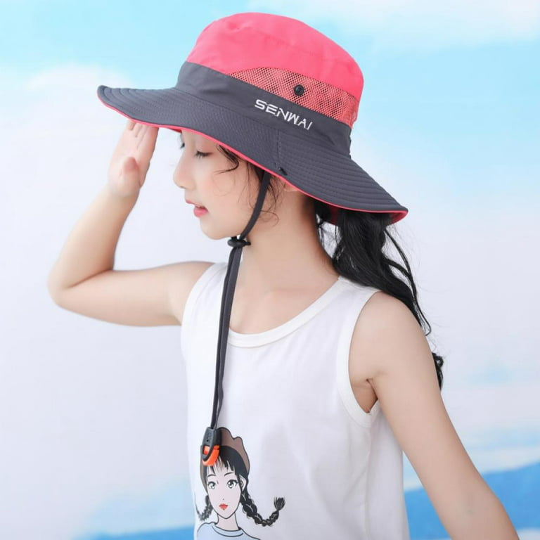 Meo Kids UV Sun Hat with Ponytail Hole Bucket Cap for Boys Girls Summer Beach Fishing, Orange, Kids Unisex, Size: One Size