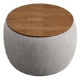 thumbnail image 4 of Perla Upholstered Fabric Storage Ottoman in Heathered Weave Wheat, 4 of 9