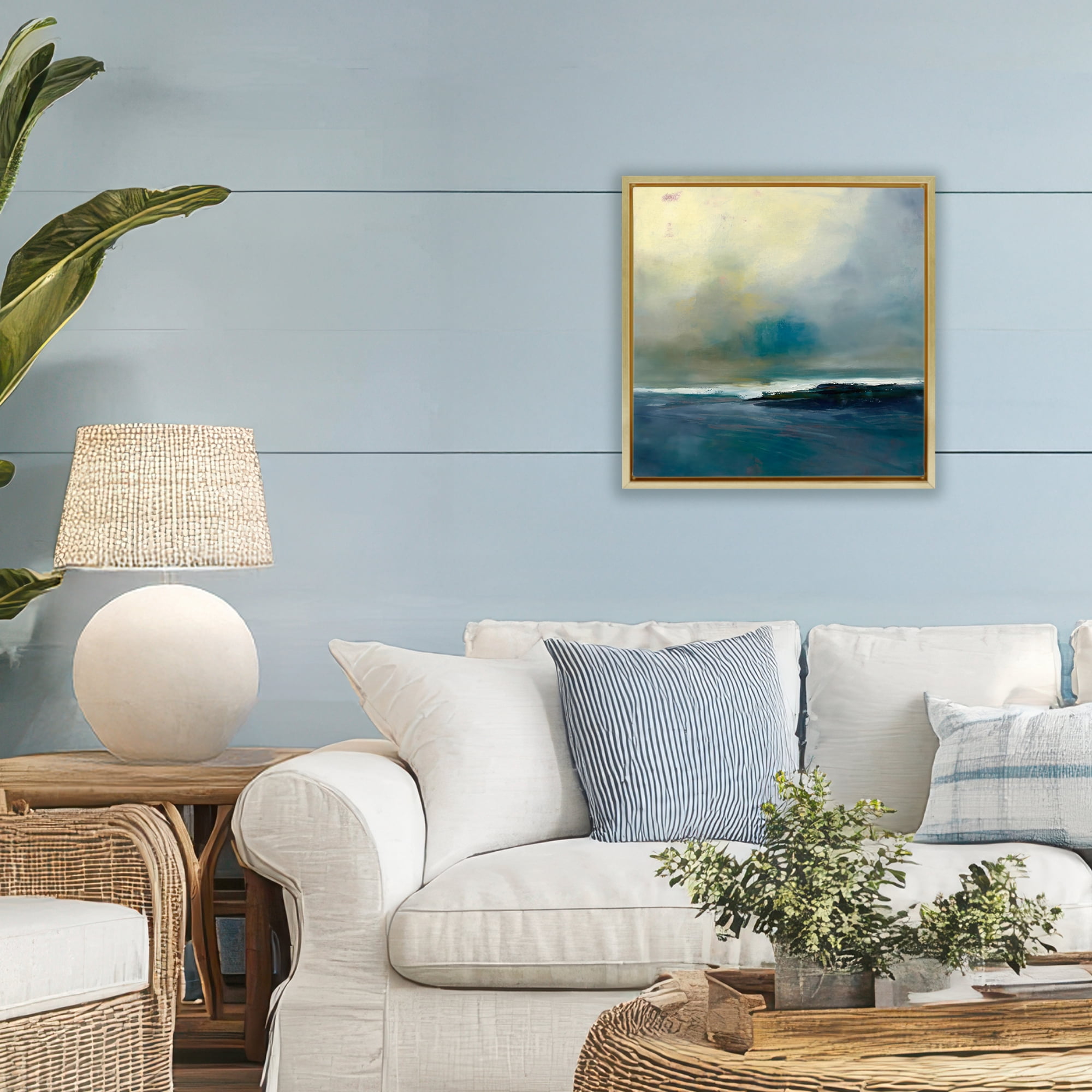Stupell Industries Channeling Calm Horizon Gold Framed Floater Canvas Wall Art, design by Patrick Dennis