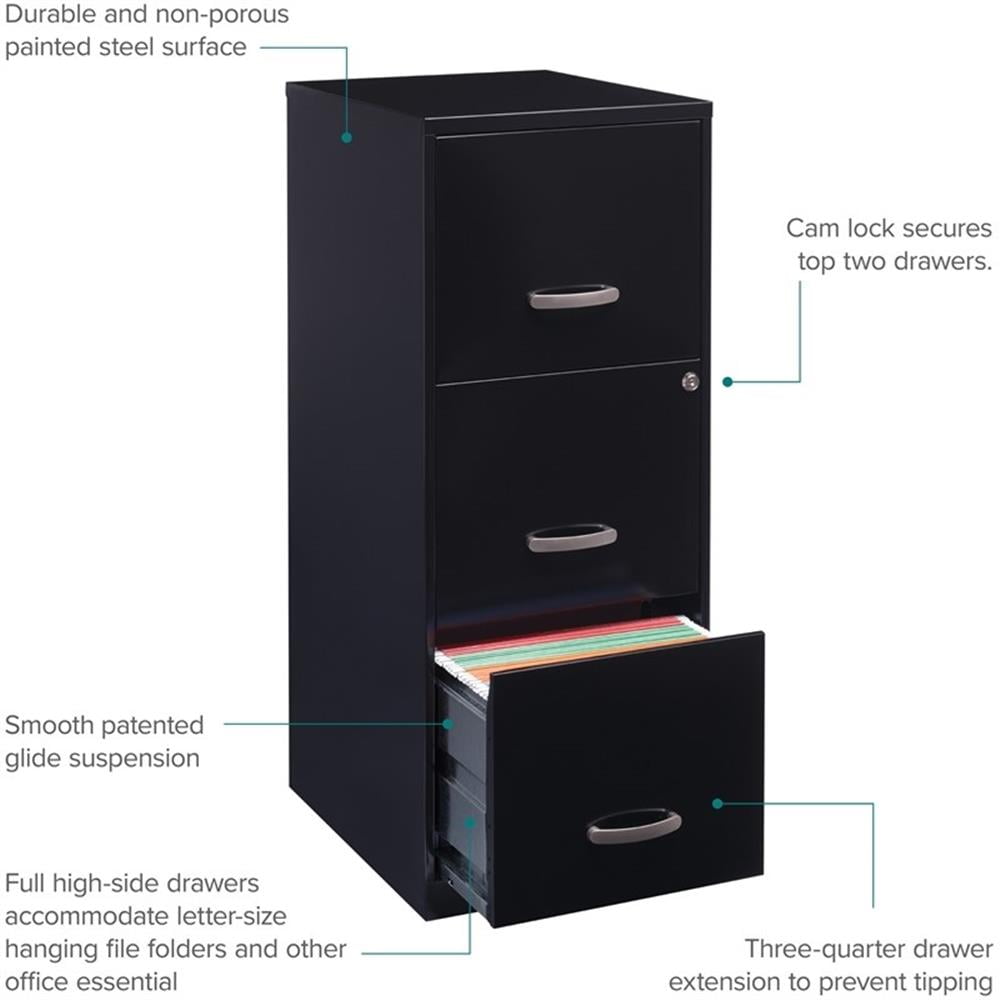 Scranton 3 Drawer Letter File Cabinet in Black