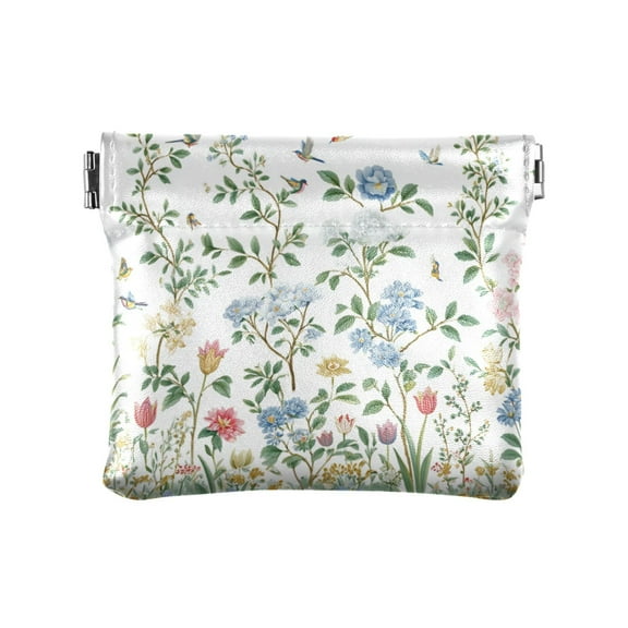 Leather Coin Wallet 4.33x3.74 Inch Portable Coin Wallet Coin Wallet Paper Wallet Card Wallet Storage Wallet Stylish and Sophisticated Beautiful Flowers and Hummingbirds