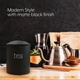 AuldHome Enamelware Black Tea Canister; Large Modern Farmhouse Style