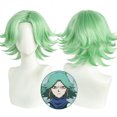 thumbnail image 2 of Peluca corta para cosplay, color verde pastel, con extremos invertidos, 35 cm, para todos, 2 of 2