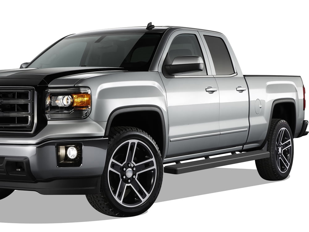 APS Wheel to Wheel Running Board 5in Compatible with Chevy Silverado GMC Sierra 2007-2018 Double Cab Extended Cab 5.5ft Short Bed & 2500 2019 (Exclude 07 Classic) (Nerf Bars Side Steps Side Bars)