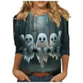 thumbnail image 2 of Fartey 2025 Halloween Shirts for Women Cute Spooky Graphic Tees Trendy 3/4 Sleeve Tops Workout Fall Crewneck Tunic Blouses Lightweight Comfy FestivalCasual Shirts,L, 2 of 5