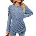 thumbnail image 4 of Yuyuzo Ruffle Sleeve Tops for Women Round Neck Ribbed Twisted Shirts Fall Tunic Tops Solid Color, 4 of 6