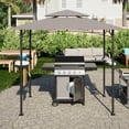 thumbnail image 6 of 8'X5' Grill Gazebo Canopy, Grill Tent for Outdoor Grill, Double Tiered BBQ Gazebo with Steel Frame, Two Shelves, Ten Hooks and A Bottle Opener, Small Grill Shelter For Backyard, Patio (Grey), 6 of 7