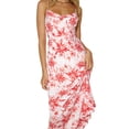 thumbnail image 4 of Biekopu Women Summer Sleeveless Dress， Summer Floral/ Plaid Bandage Spaghetti Strap Backless Long Dress for Cocktail Beach, S/M/L, 4 of 6