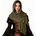 thumbnail image 2 of YOIAVAIOY Halloween Costume Women Medieval Hooded Scarf Cloak Vintage Frayed Wraps Witch Cosplay Shawl Army Green Free Size, 2 of 7