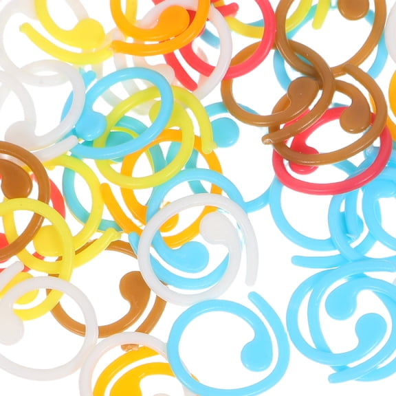 AURARMLET 60Pcs Portable Crochet Stitch Markers Assorted Color Spiral Knitting Rings