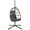 Gray Wicker, Dark Gray Cushion, variant on SEGMART Outdoor Hanging Egg Chair with Stand, Wicker Hanging Swing Chair with Steel Frame and UV Resistant Cushion, Hammock Basket Egg Chair, 250lbs Capacity for Indoor Outdoor Yard Balcony Patio