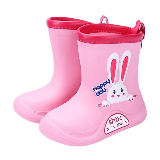NOKIO Easy-On 𝗪aterproof Rain Boots for Kids Adjustable Strap Fastening System Reinforced Toe Guard Non-Marking Outsole Cartoon Animal Patterns Boys Girls
