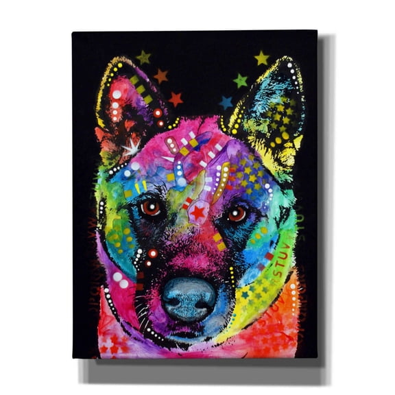 Epic Graffiti 'Akita 2' by Dean Russo, Giclee Canvas Wall Art, 12"x16"