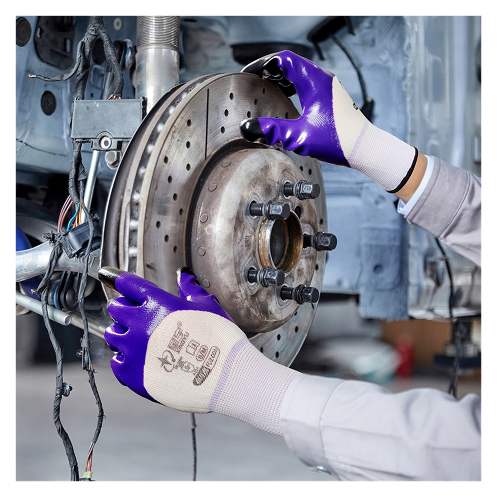 Strengthen Finger Nitrile Work Gloves Smooth Polyester Industry Glove Safety Gloves For Construction Gardening Gloves ,Superior Abrasion