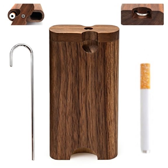 One Hitter Wooden Storage Box, Handmade Portable Decorative Box with Lid for DIY, Gifts, Souvenirs – Walnut Finish
